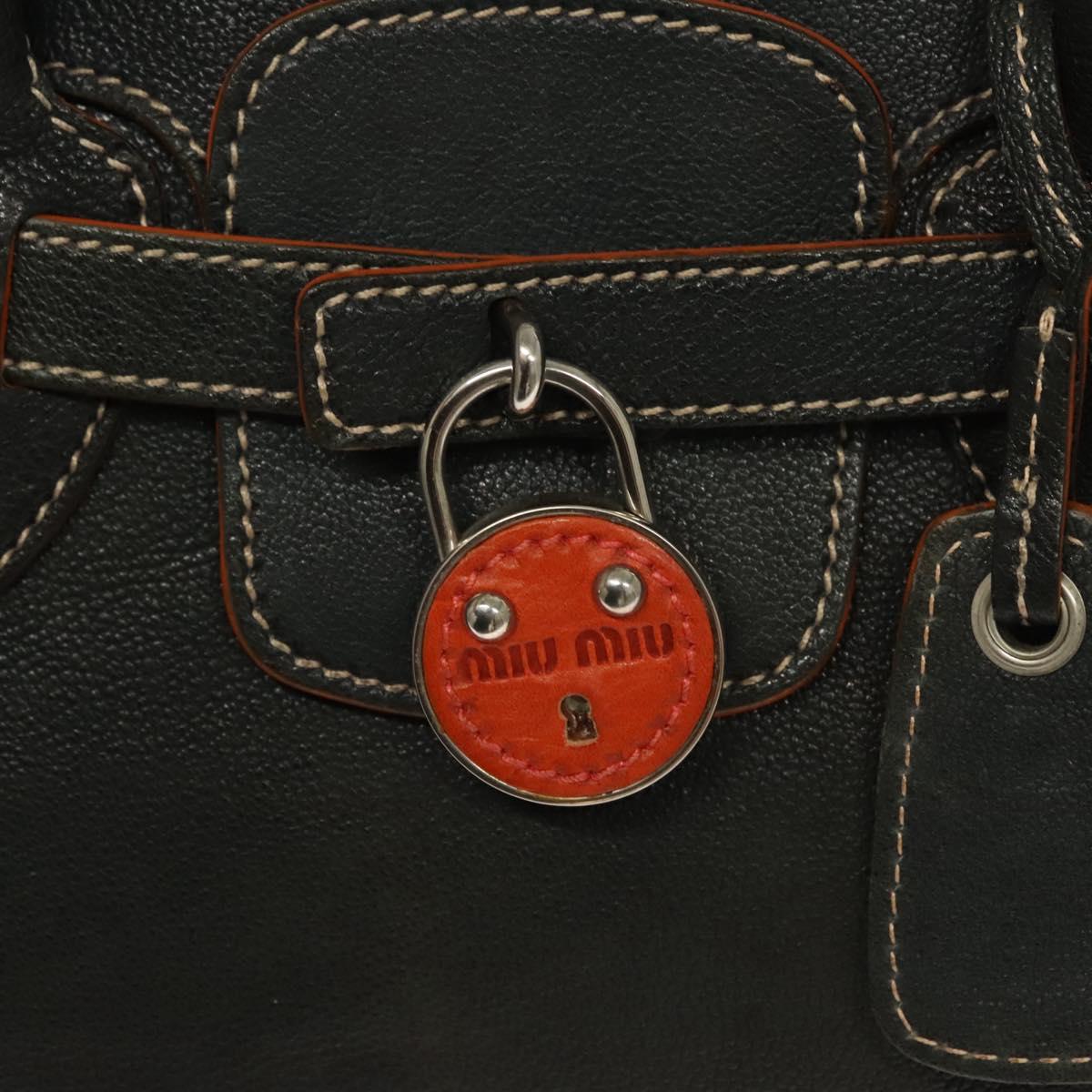 Early 2000s Miu Miu Leather Handbag — Black, Burnt Orange Suede Interior, Padlock & Clochette