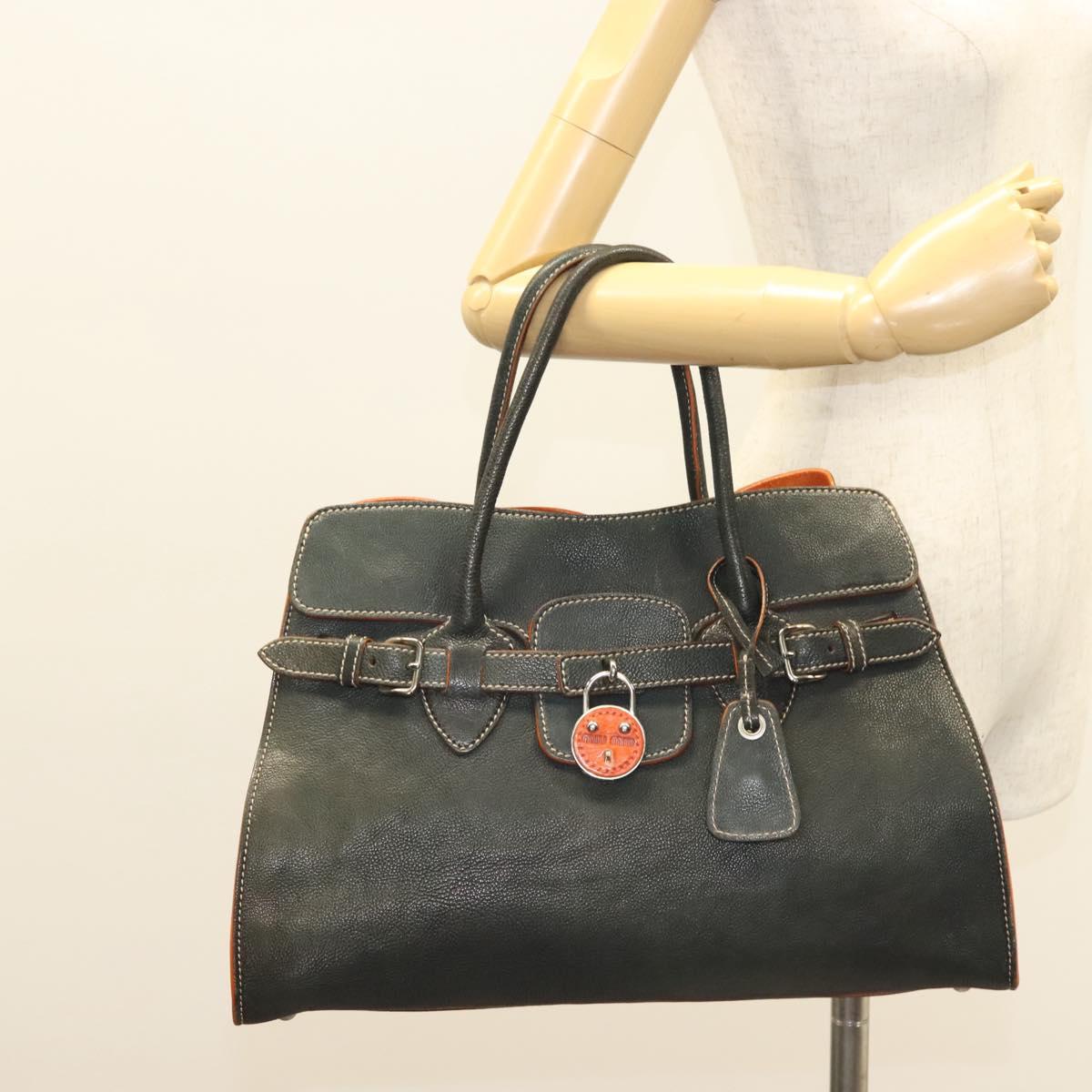 Early 2000s Miu Miu Leather Handbag — Black, Burnt Orange Suede Interior, Padlock & Clochette