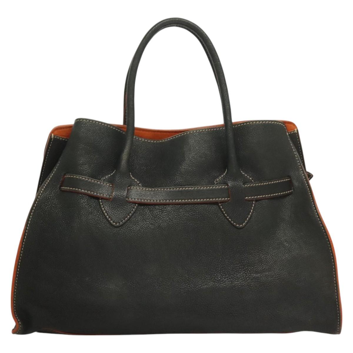 Early 2000s Miu Miu Leather Handbag — Black, Burnt Orange Suede Interior, Padlock & Clochette