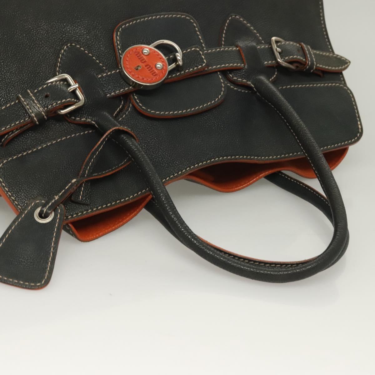 Early 2000s Miu Miu Leather Handbag — Black, Burnt Orange Suede Interior, Padlock & Clochette