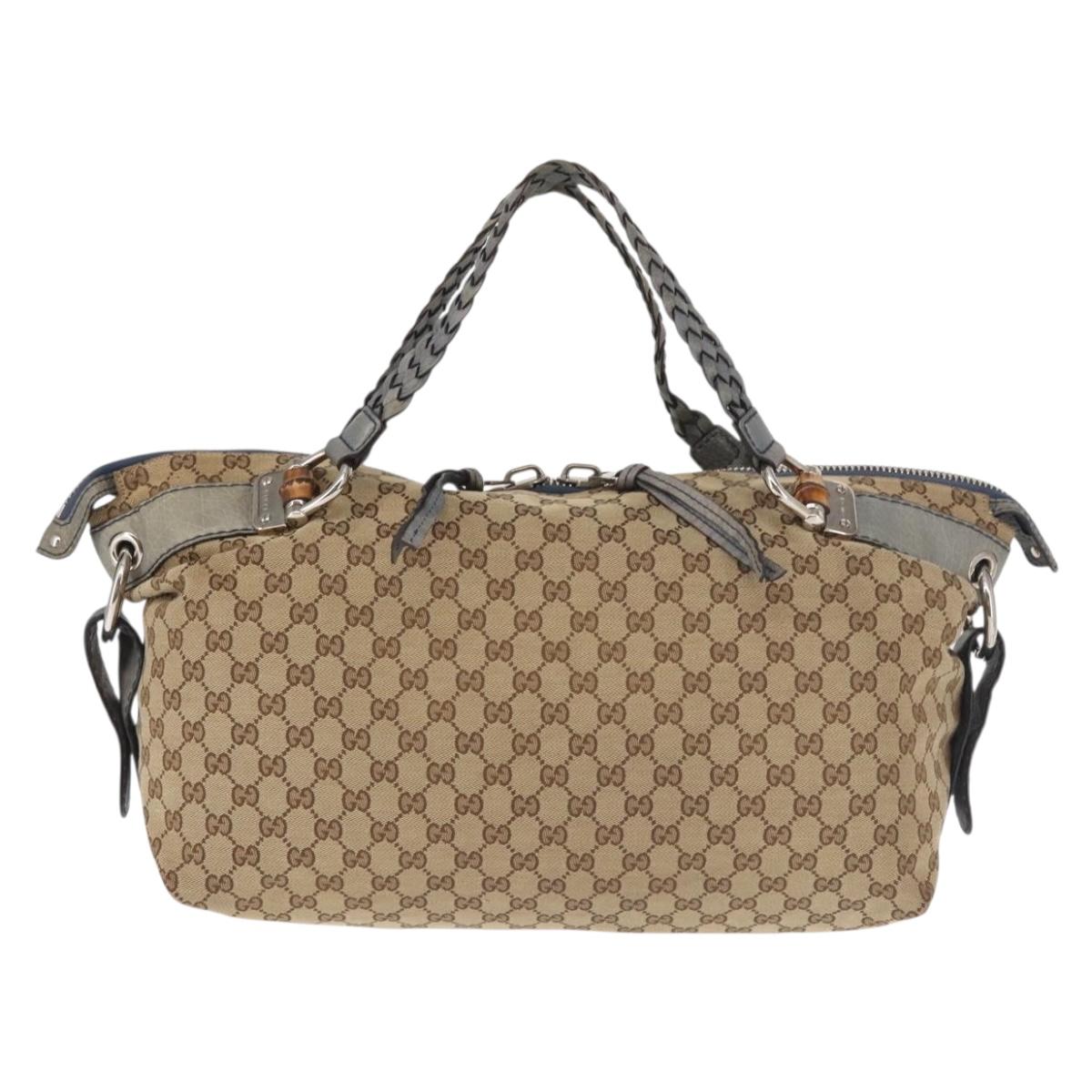 GG Monogram Canvas Shoulder Bag — Beige, Bamboo Hardware, Braided Leather Straps