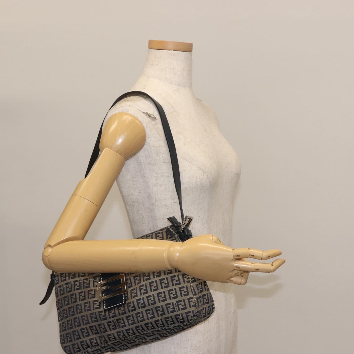 Early 2000s Fendi Zucchino Mamma Baguette — Navy Canvas, Navy Satin Interior