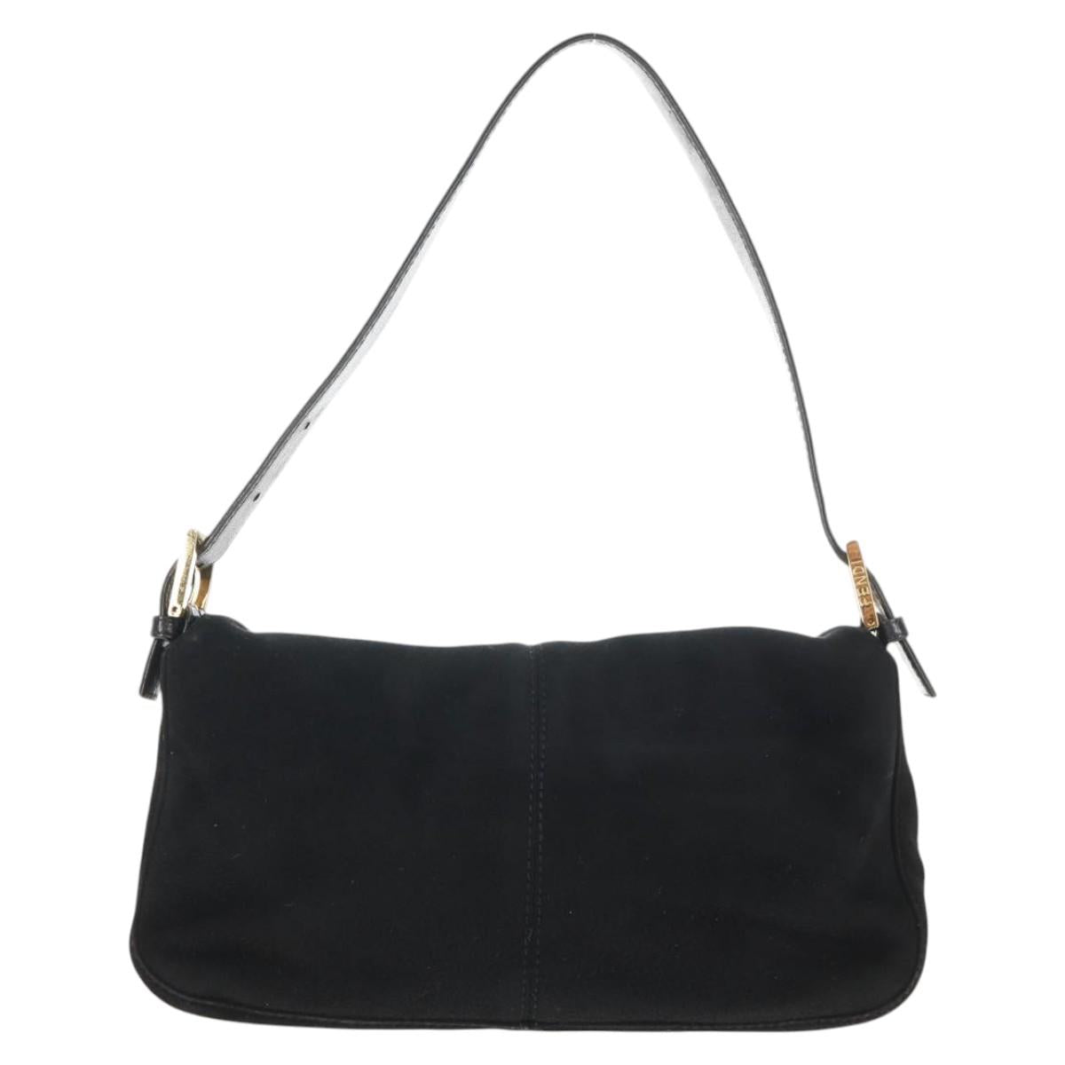 Black Suede Baguette with Red Glitter FF Clasp
