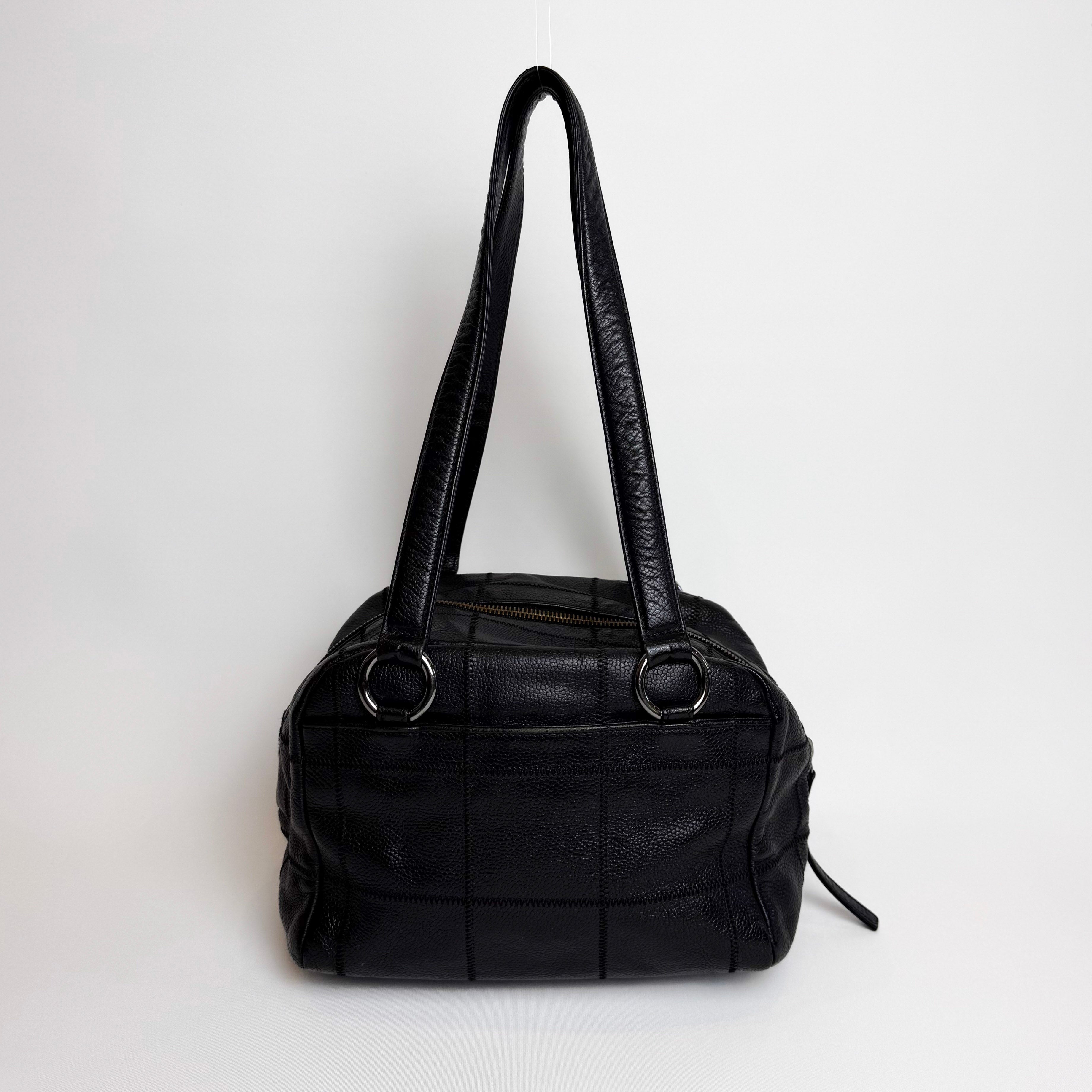 Chanel Chocolate Bar Boston Bag, Silver Hardware