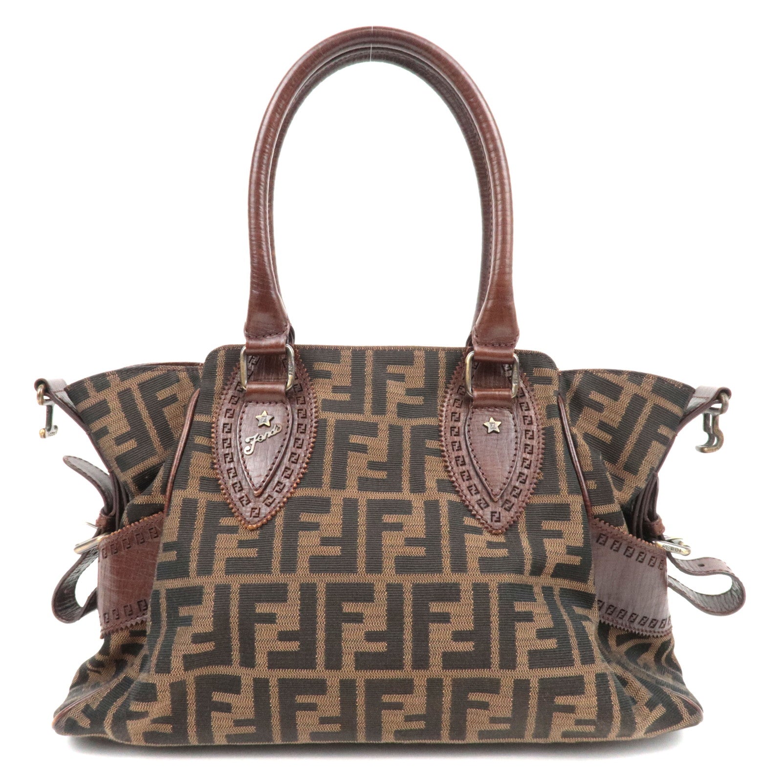 Fendi Zucca FF Canvas Leather Tote, Early 2000s