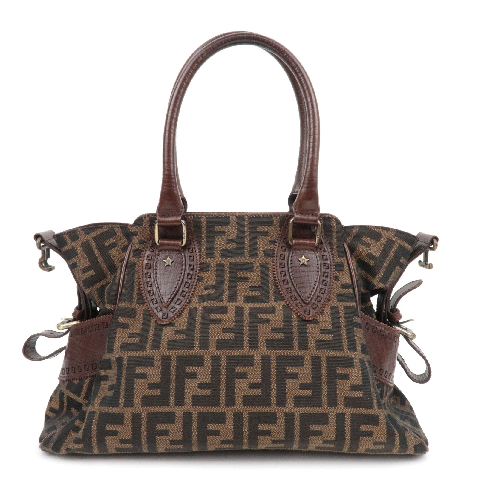 Fendi Zucca FF Canvas Leather Tote, Early 2000s