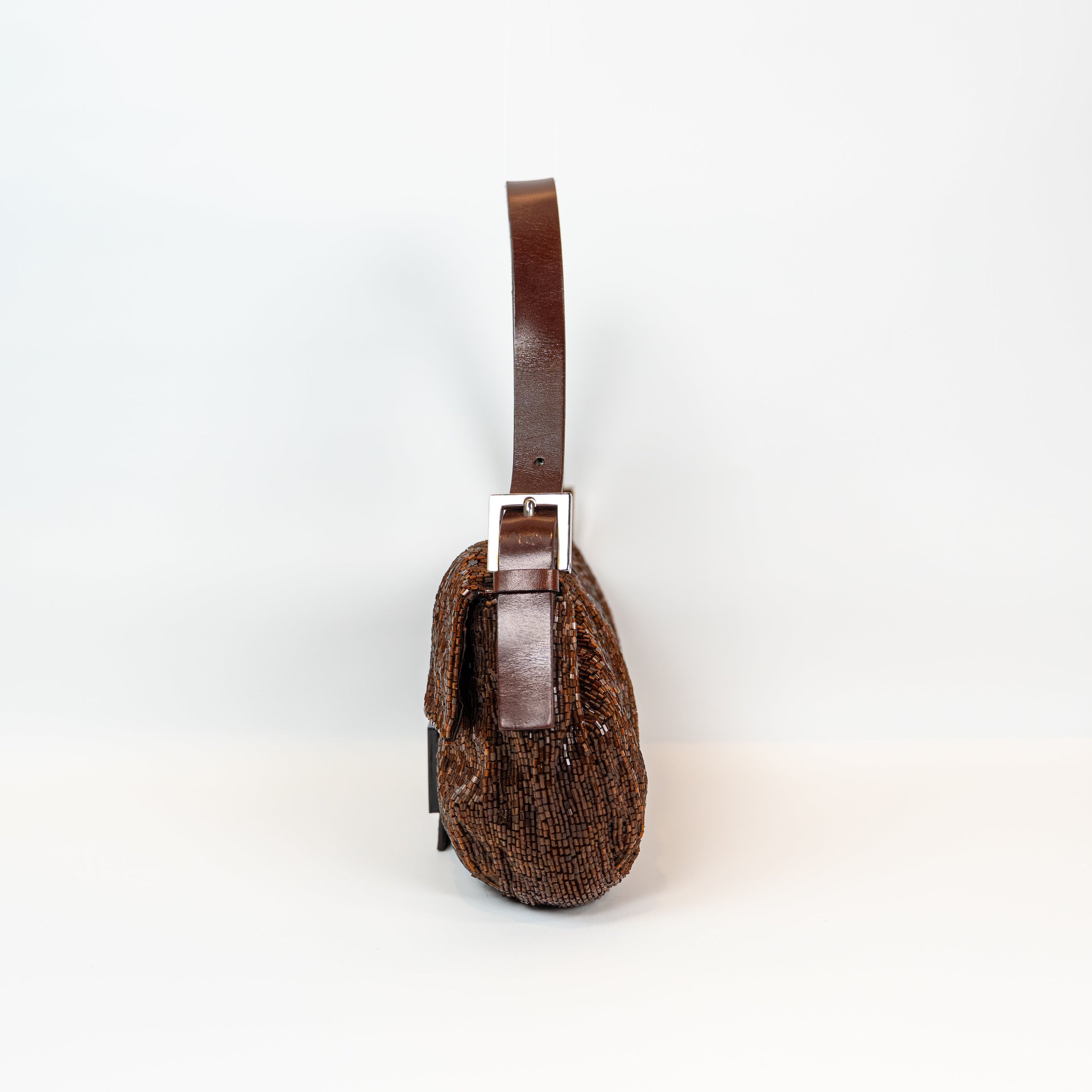 Fendi Brown Beaded Baguette