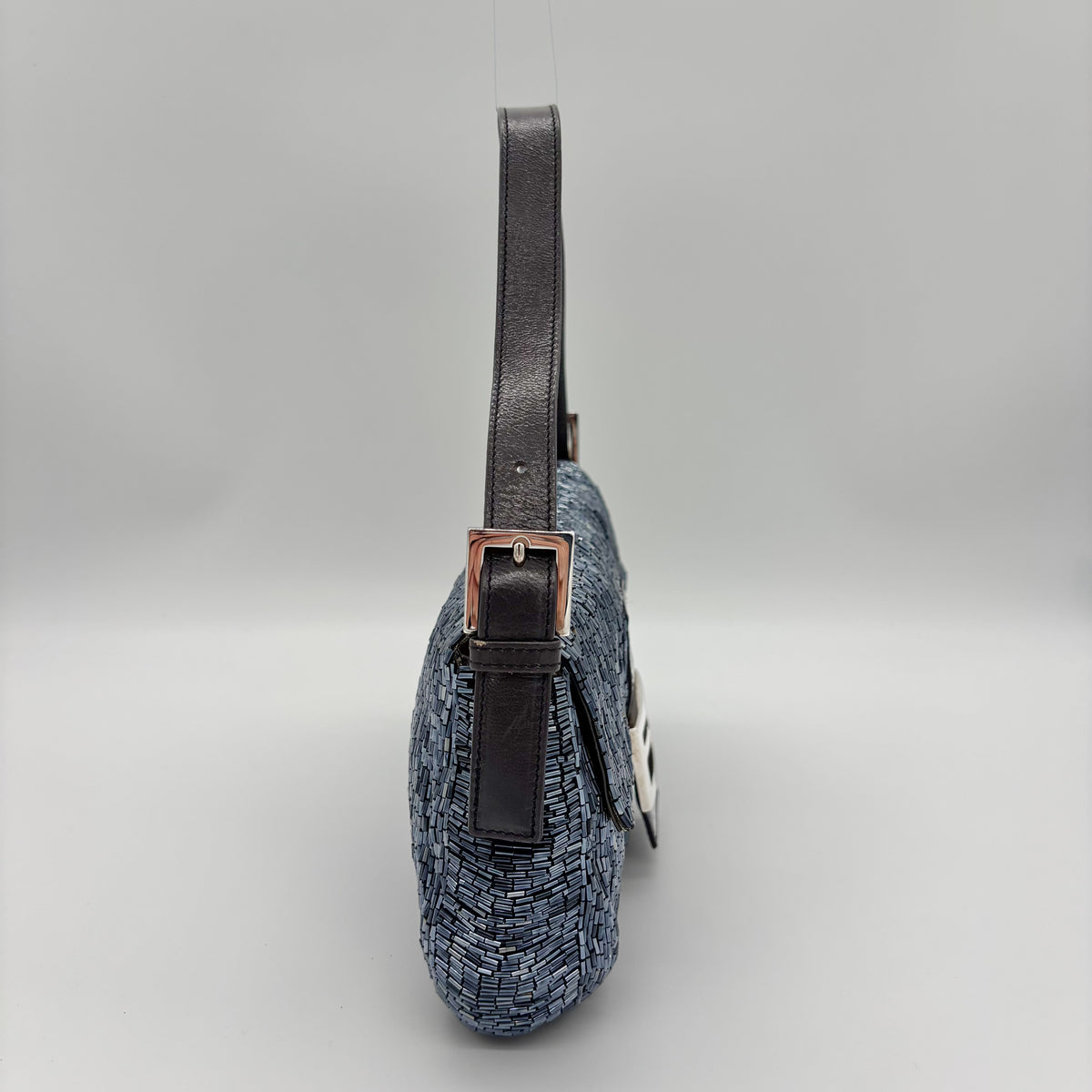Fendi Waterfall Midnight Blue Bugle Beaded Baguette, Early 2000s
