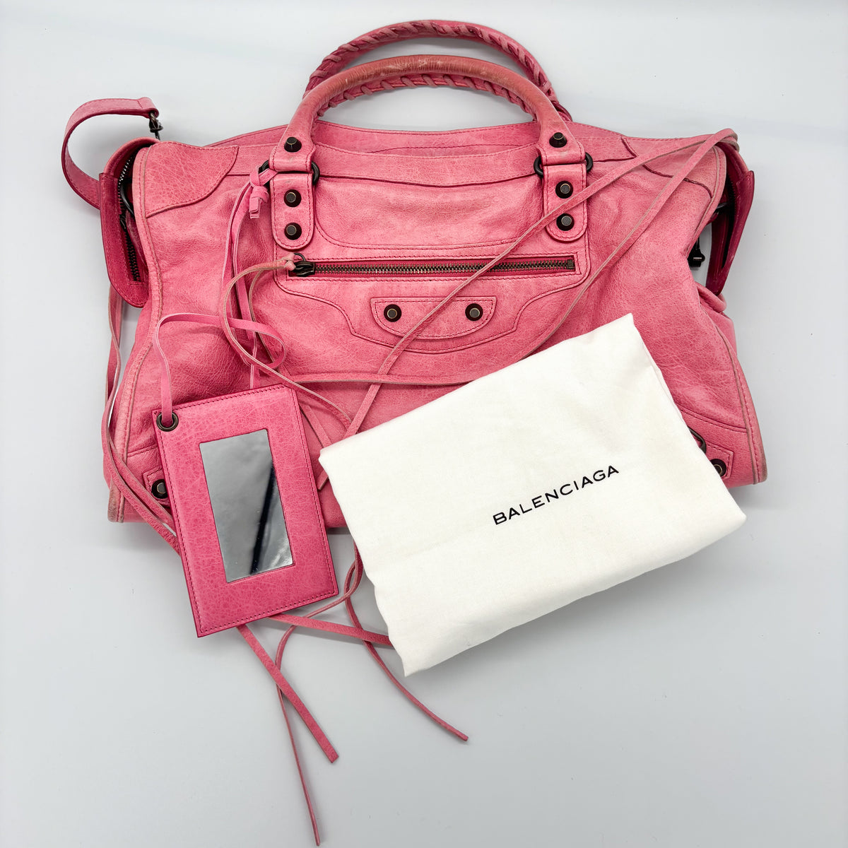 Balenciaga The City in Hot Pink, Gunmetal Hardware