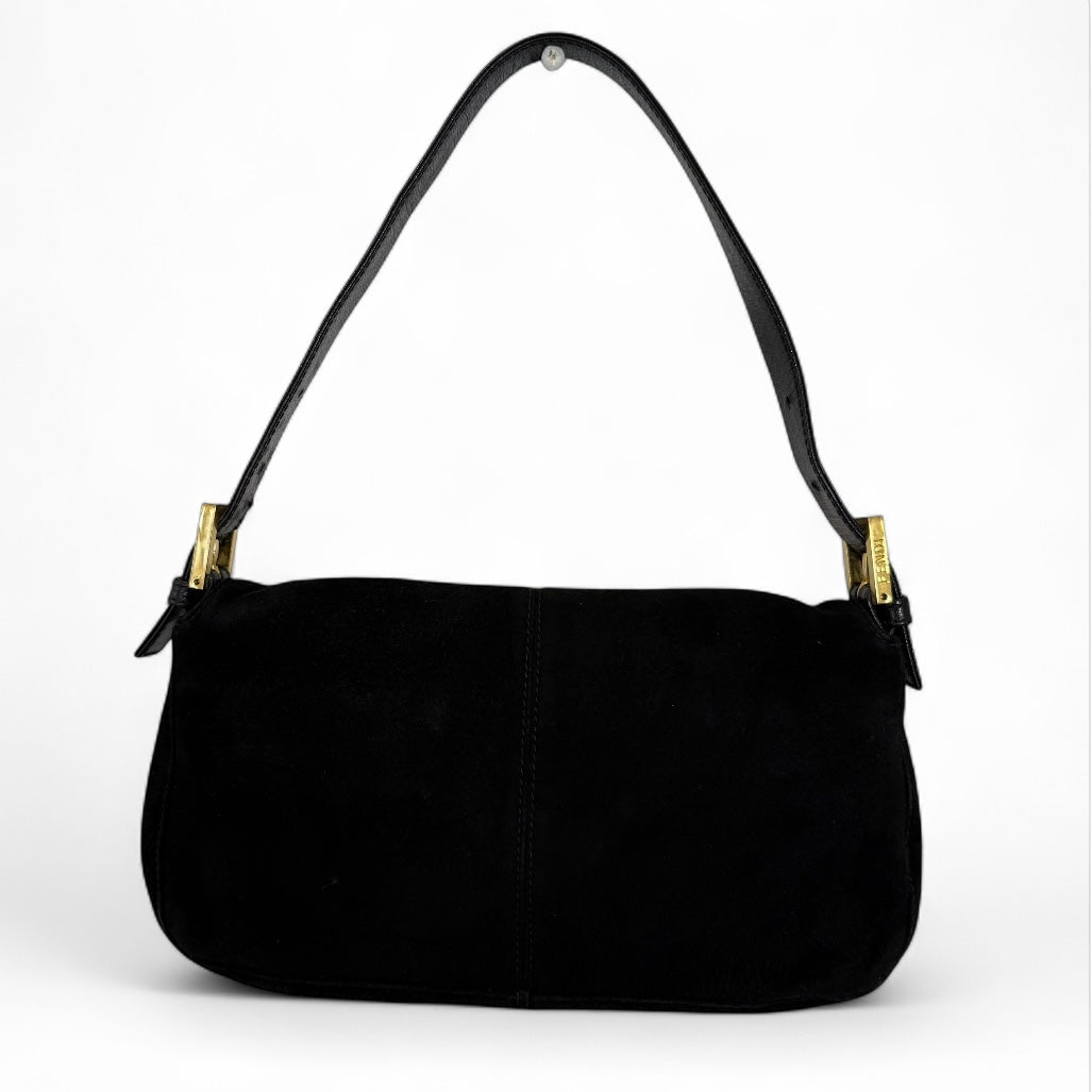 Black Suede Baguette