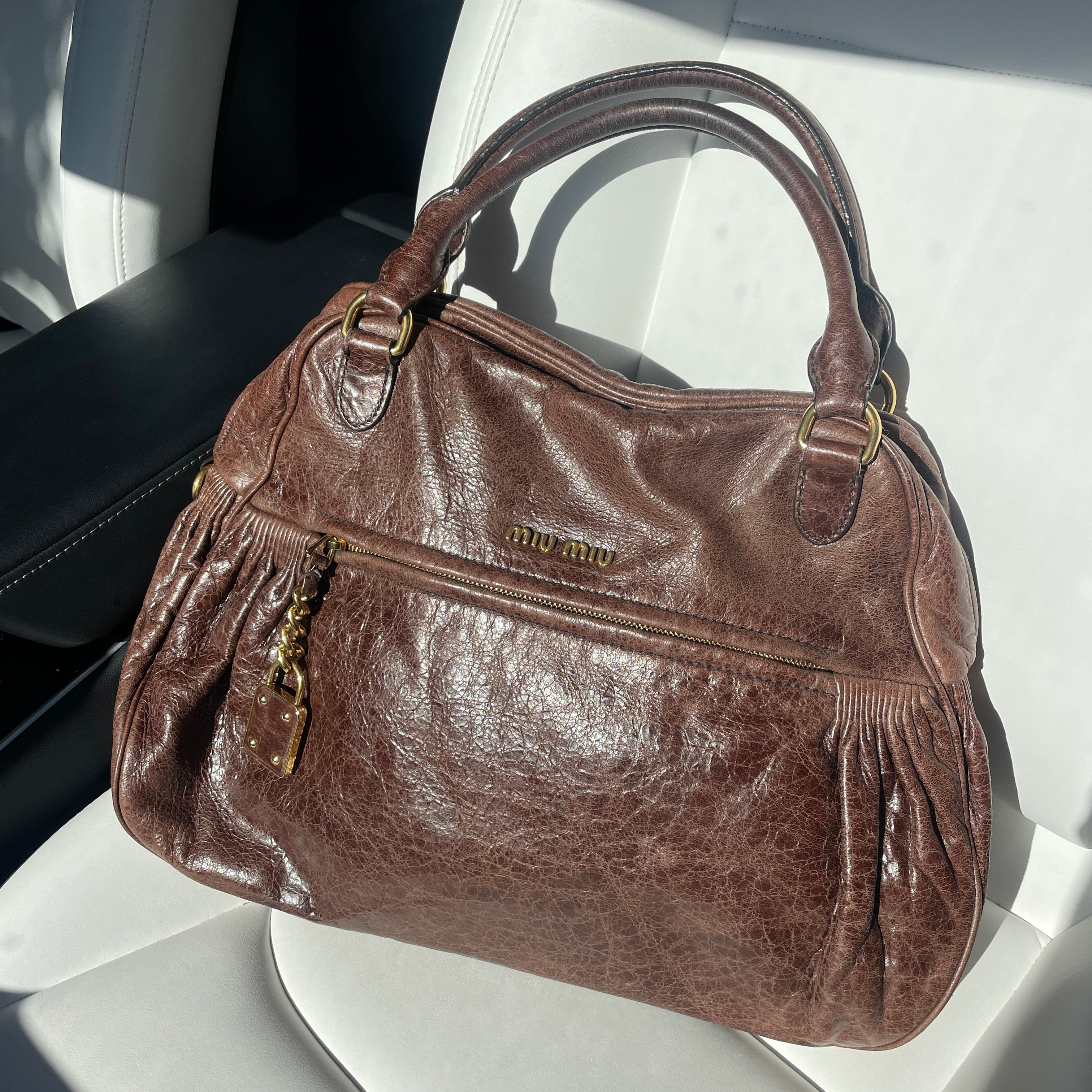Early 2000s Leather 2-Way Handbag — Chocolate Brown, Gold Hardware, Top Handle & Shoulder Strap