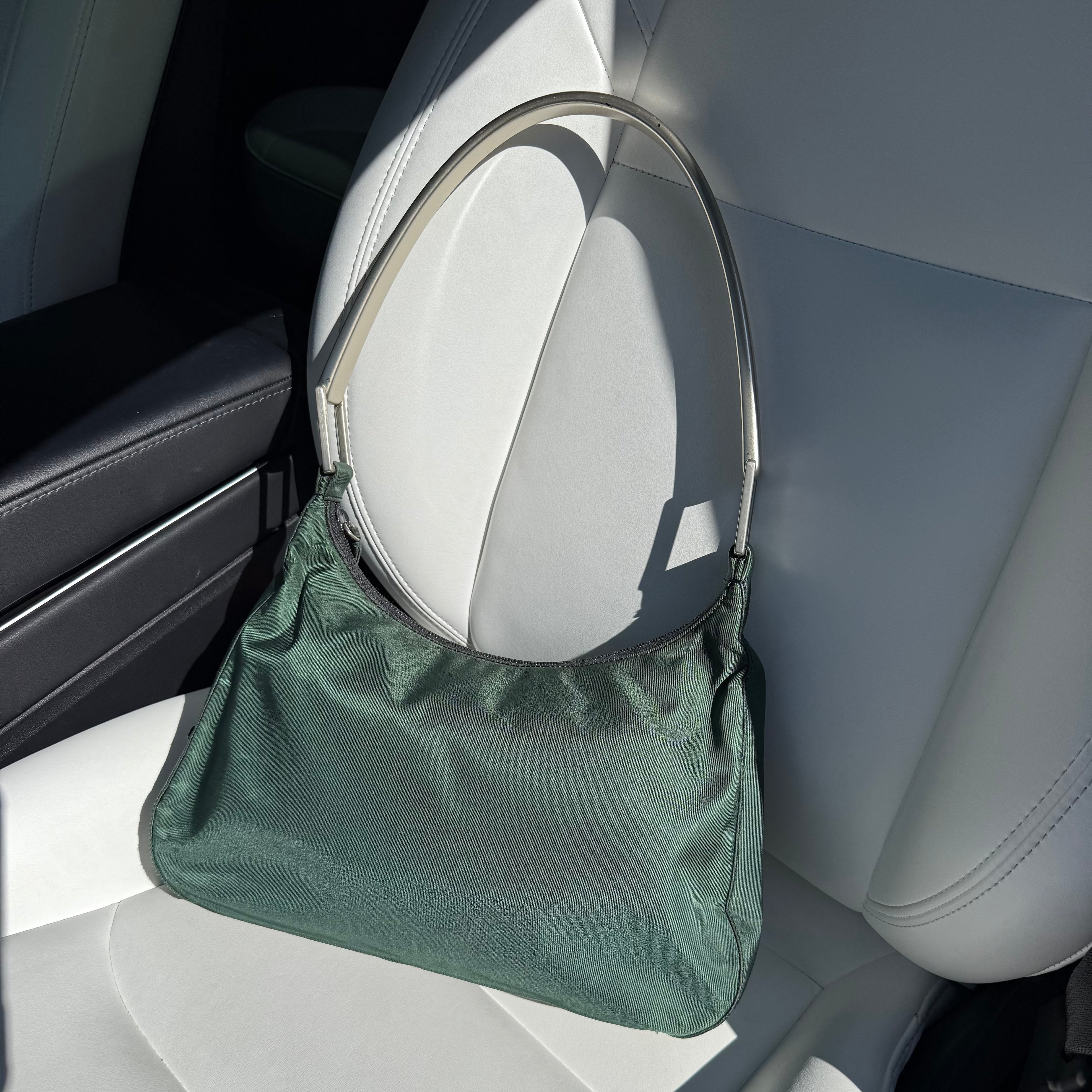 Nylon Green Shoulder Bag