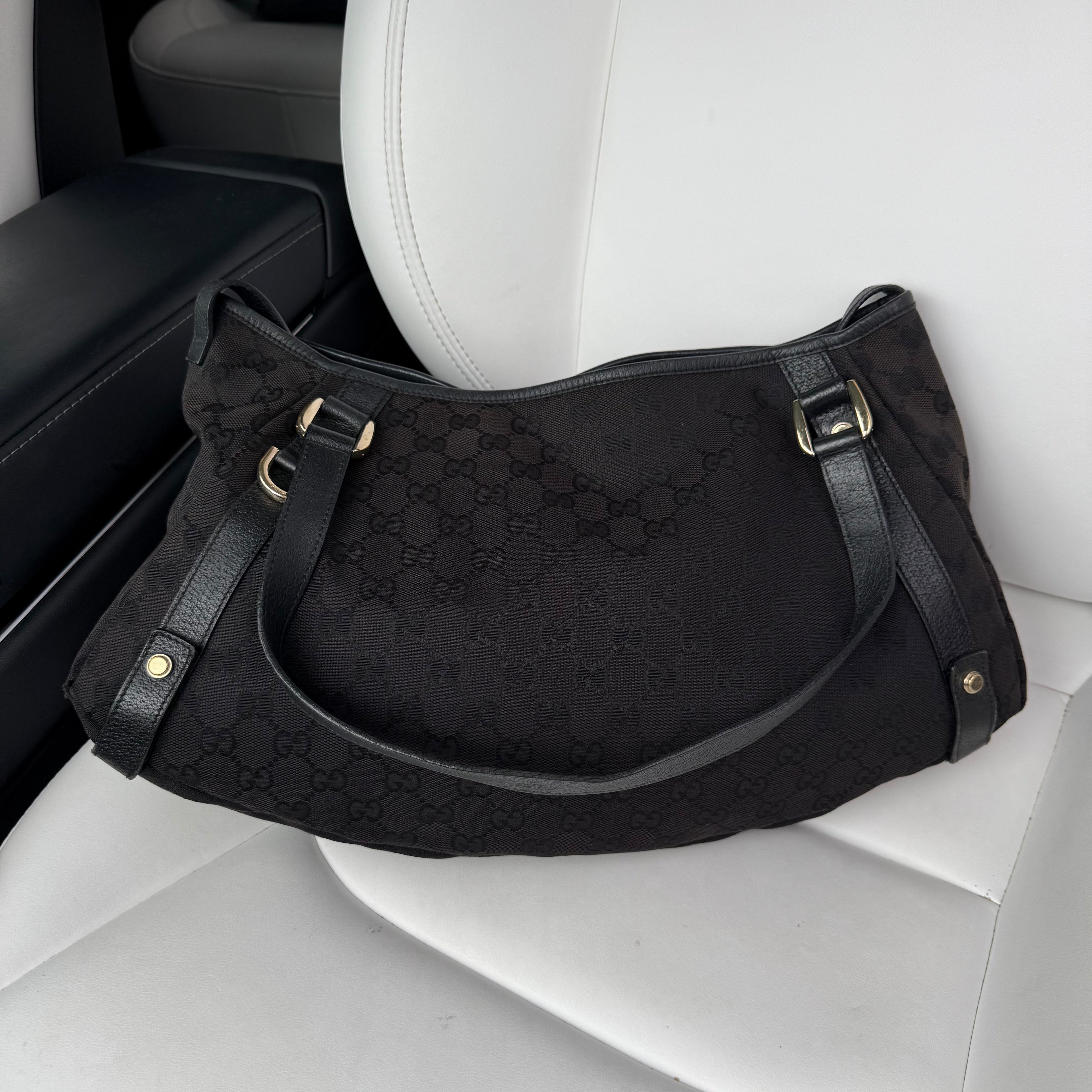 GG Abbey Tote — Black Monogram Canvas, Made in Italy