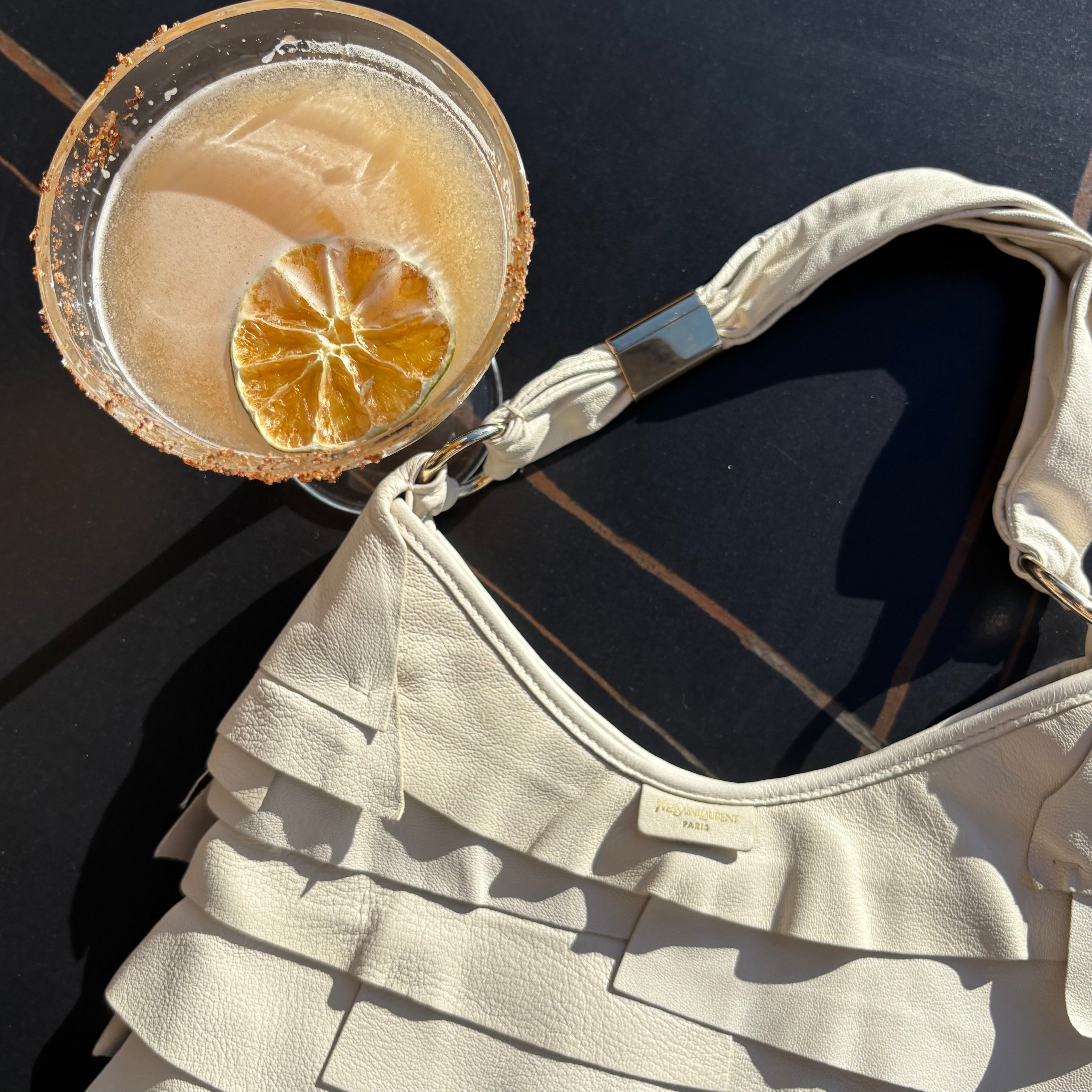 RARE Saint Tropez Leather Frill Bag