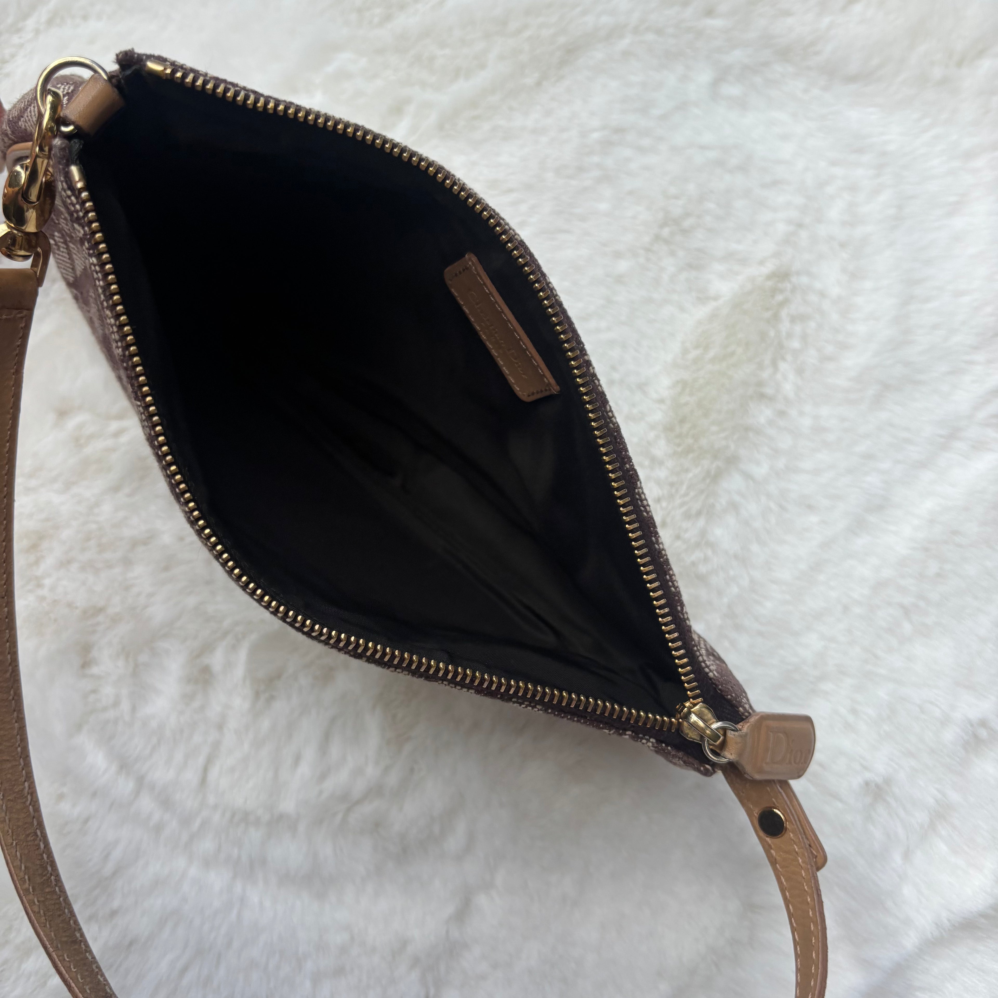 2000s Christian Dior Trotter Canvas Saddle Bag — Brown, Gold Hardware