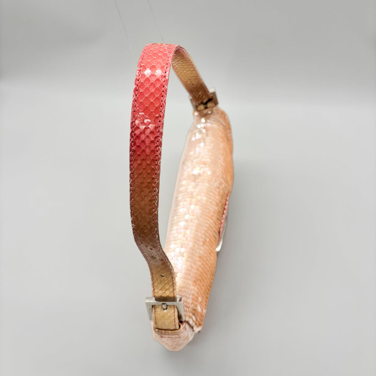 Fendi Iridescent Pink Sequin Baguette with Ombré Python Trim, Early 2000s