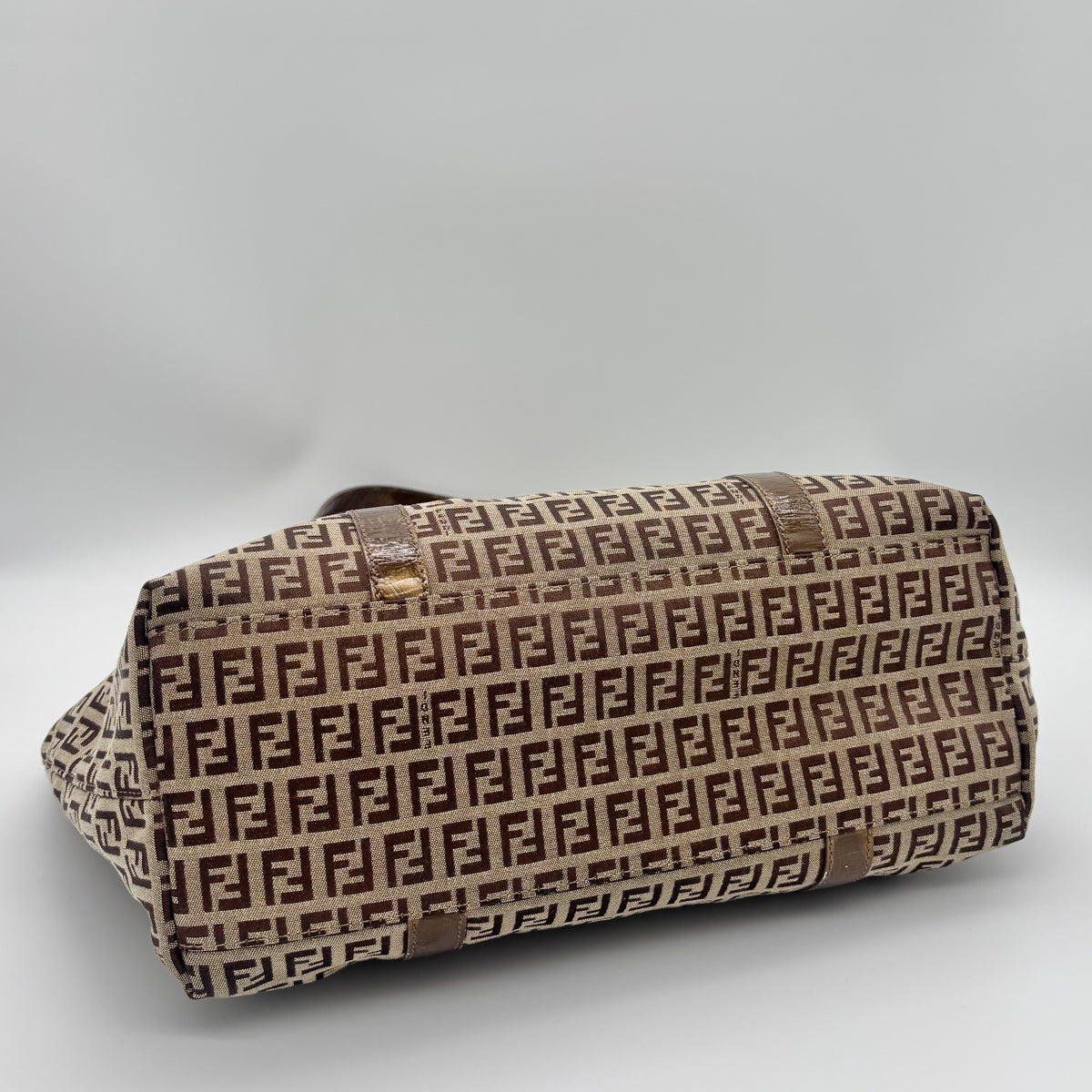 Fendi Zucca Canvas Zip Tote with Gold FF Charm — Early 2000s