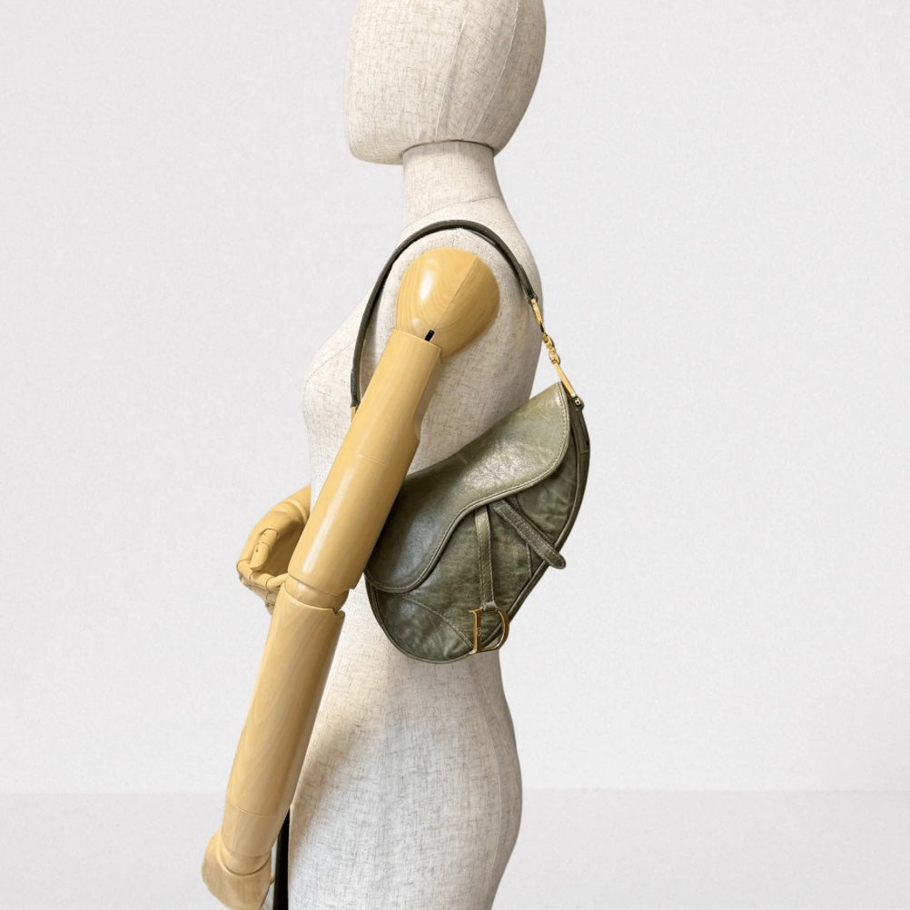 Dior Saddle Bag Small — Olive Green Leather, Original John Galliano Collection