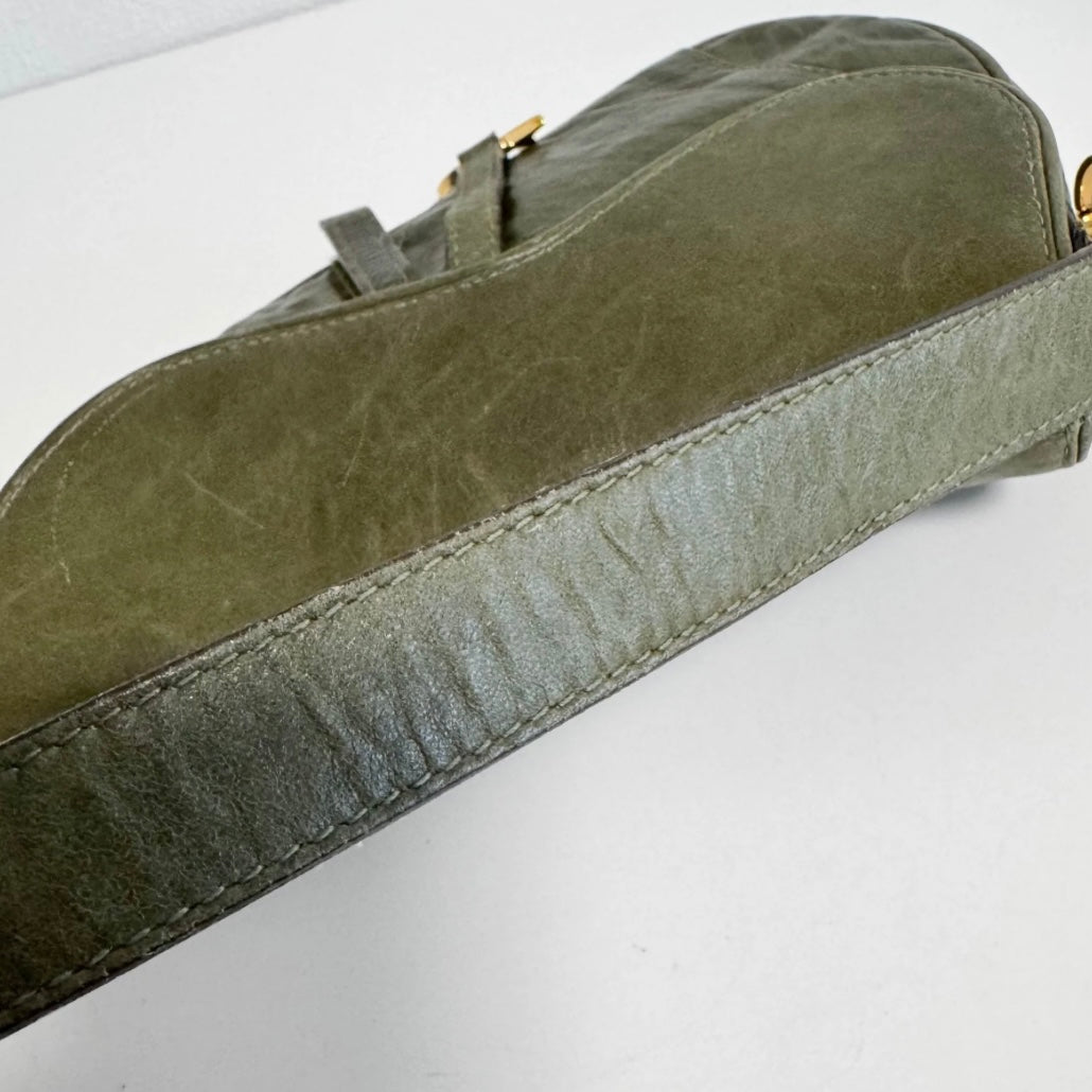 Dior Saddle Bag Small — Olive Green Leather, Original John Galliano Collection