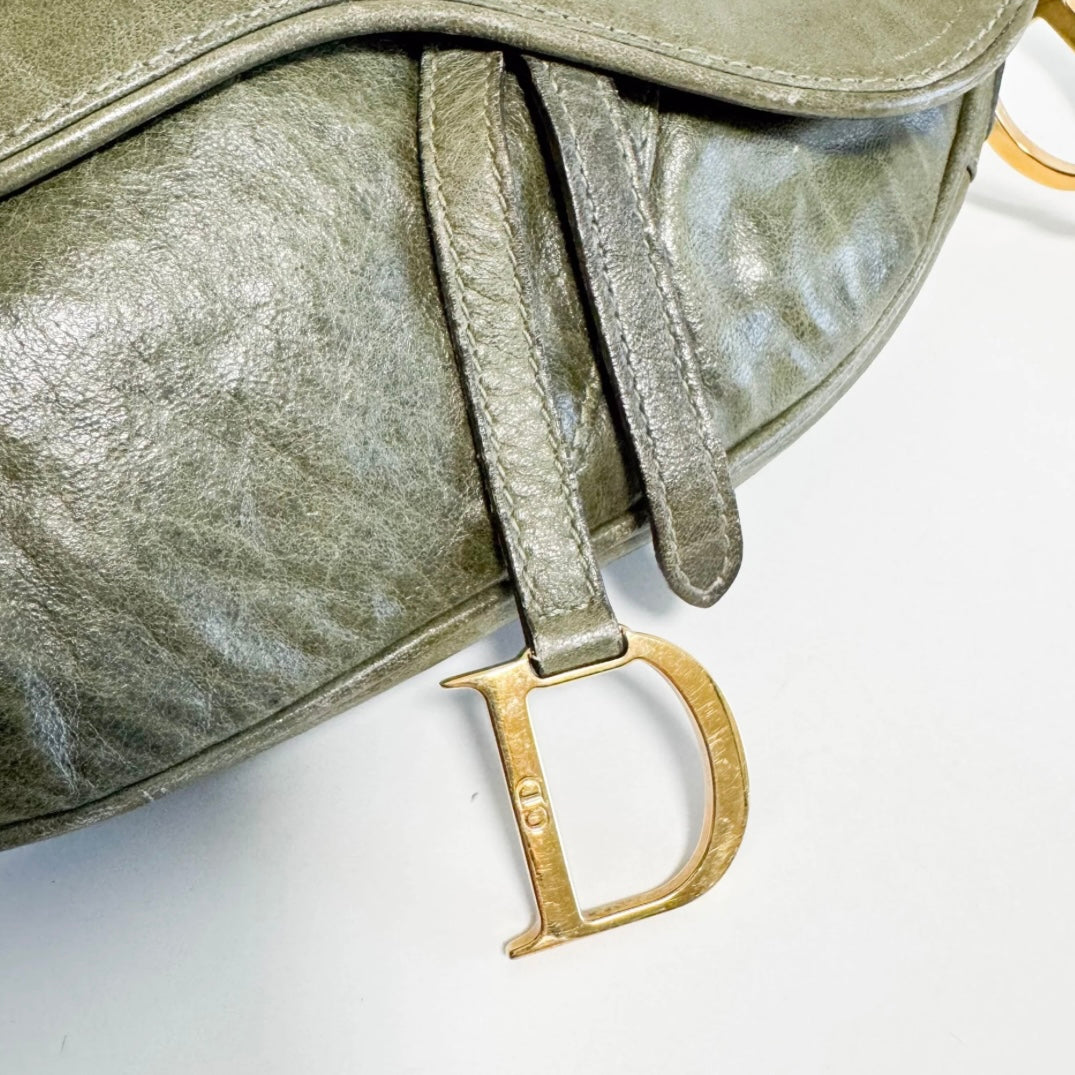 Dior Saddle Bag Small — Olive Green Leather, Original John Galliano Collection