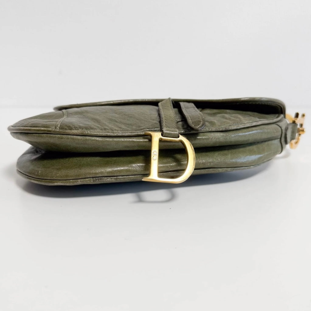 Dior Saddle Bag Small — Olive Green Leather, Original John Galliano Collection
