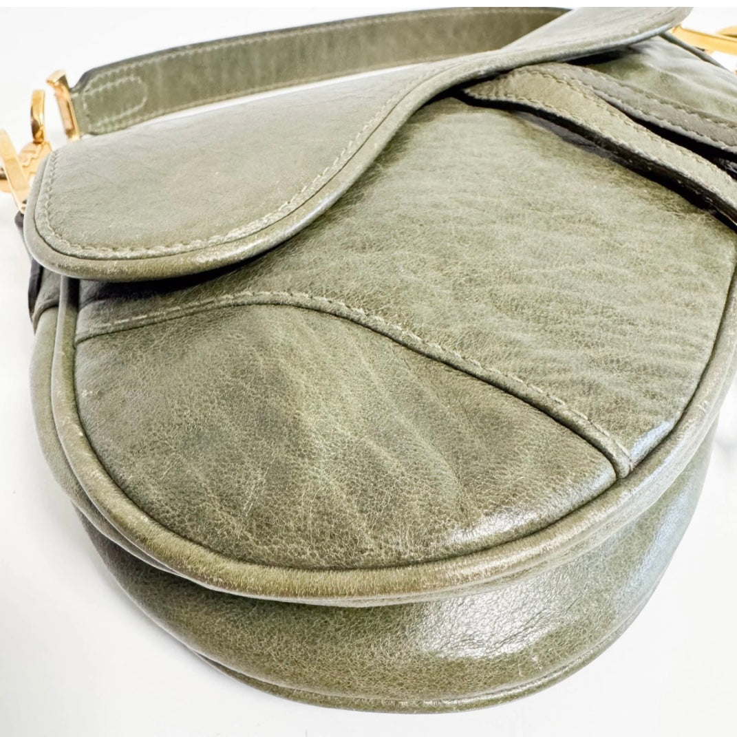 Dior Saddle Bag Small — Olive Green Leather, Original John Galliano Collection