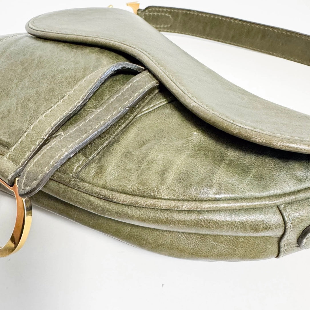 Dior Saddle Bag Small — Olive Green Leather, Original John Galliano Collection