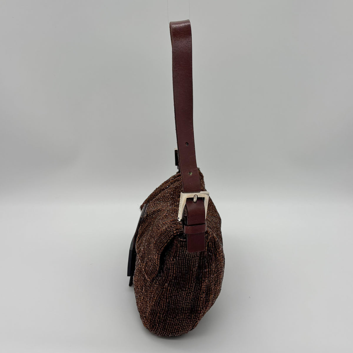 Fendi Chocolate Brown Bugle Beaded Baguette, Early 2000s