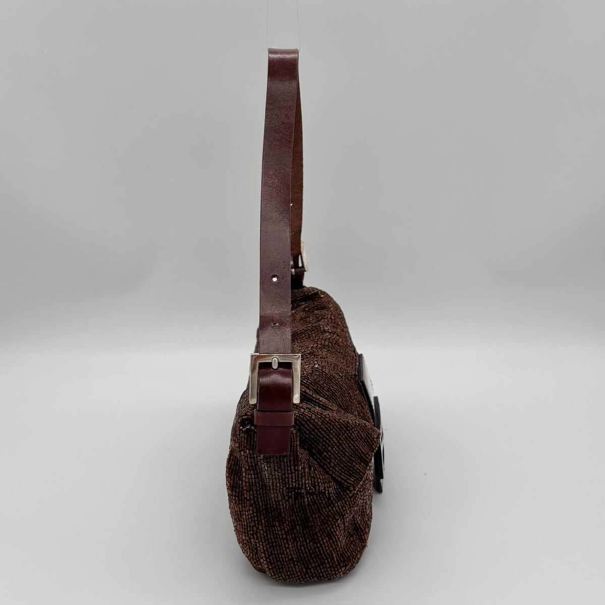 Fendi Chocolate Brown Bugle Beaded Baguette, Early 2000s