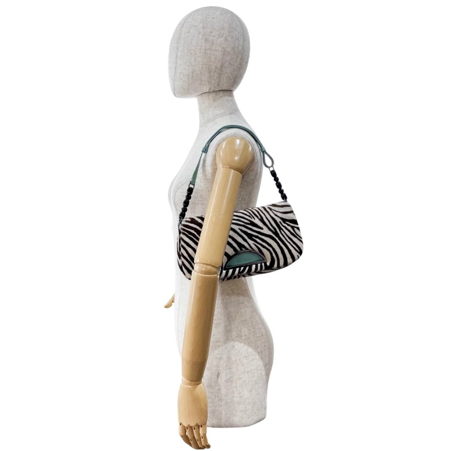 Malice Pearl Zebra Print Pony Hair Shoulder Bag