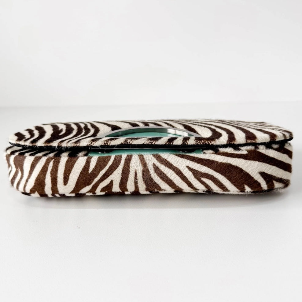 Malice Pearl Zebra Print Pony Hair Shoulder Bag