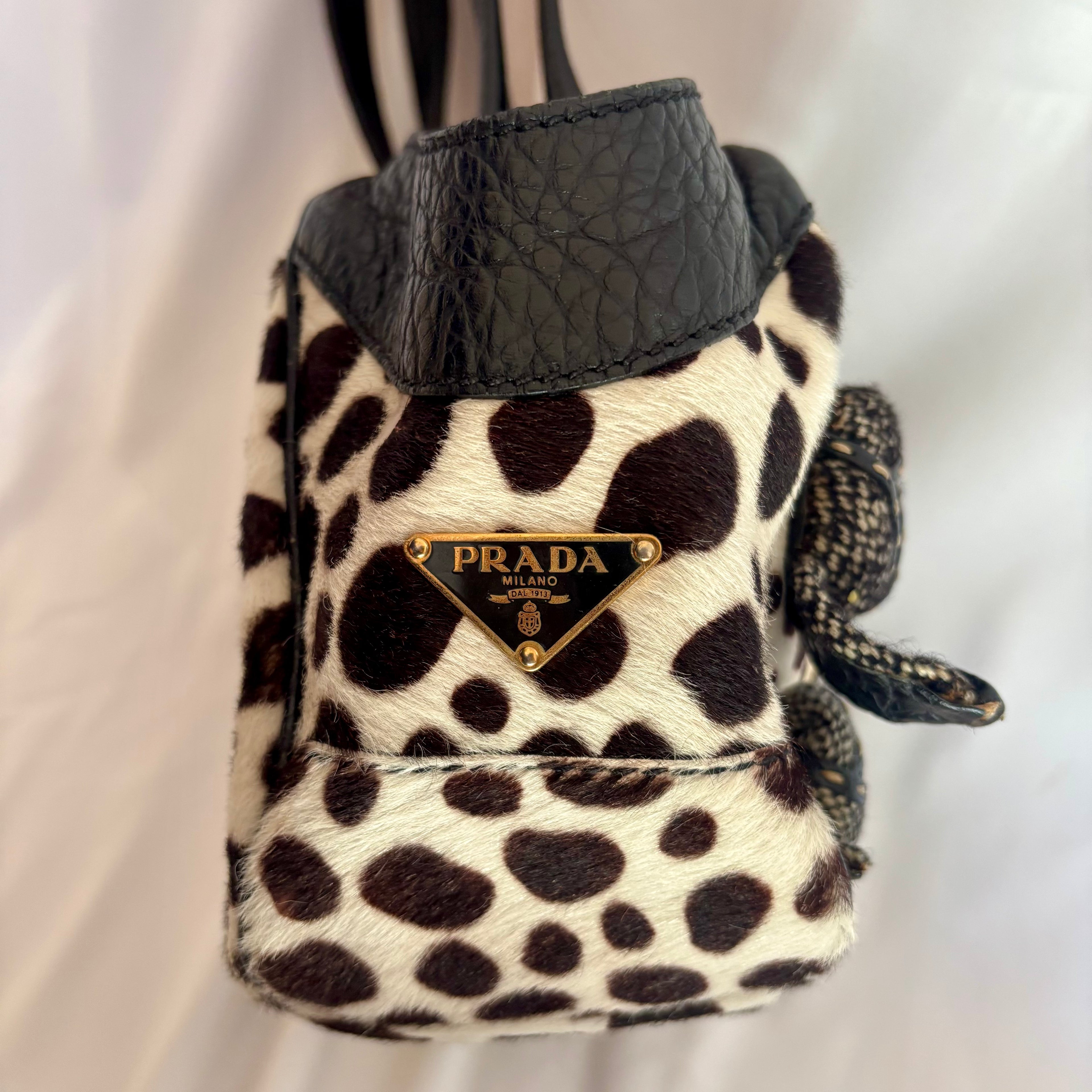 Prada Dalmatian Pony Hair Mini Top Handle Bag