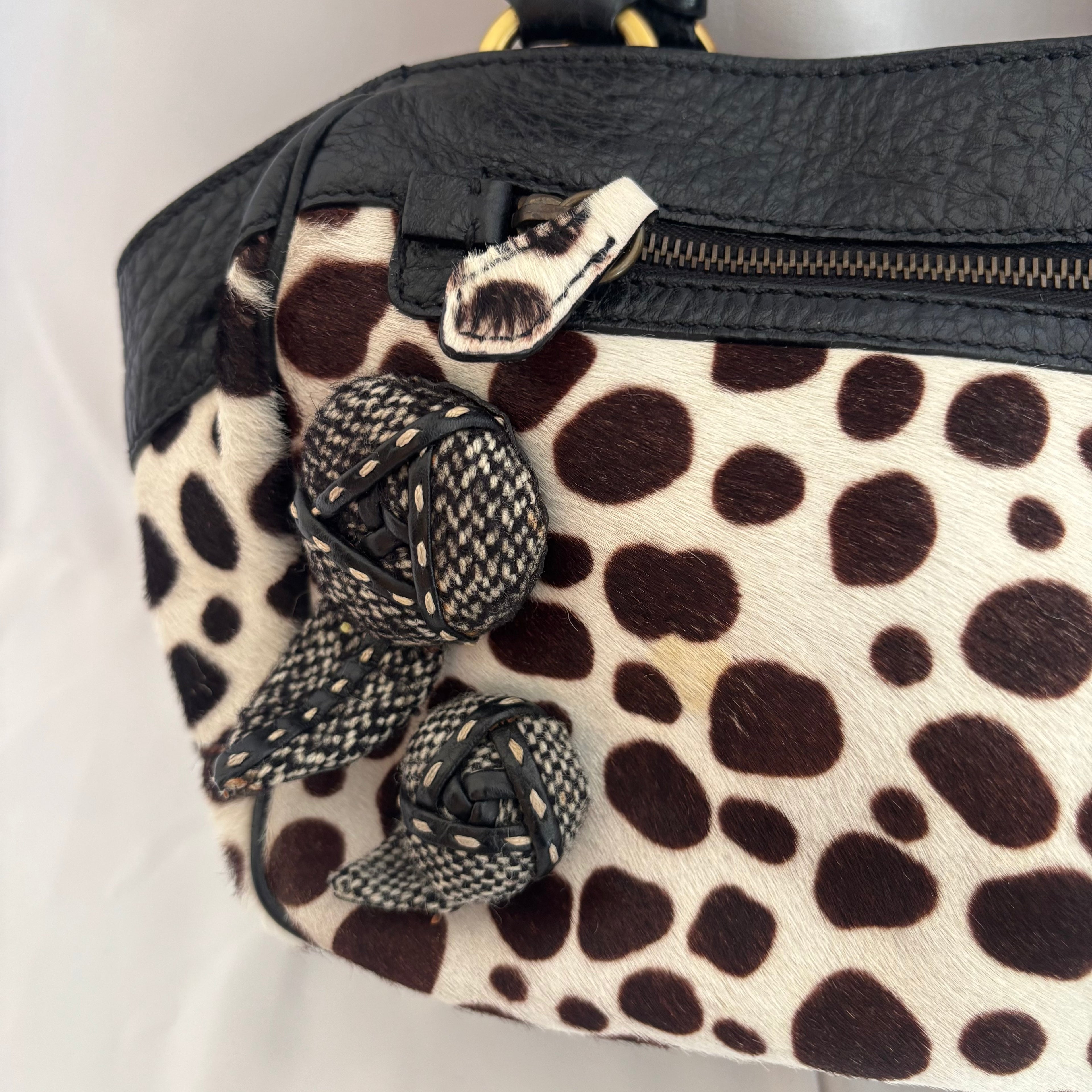 Prada Dalmatian Pony Hair Mini Top Handle Bag