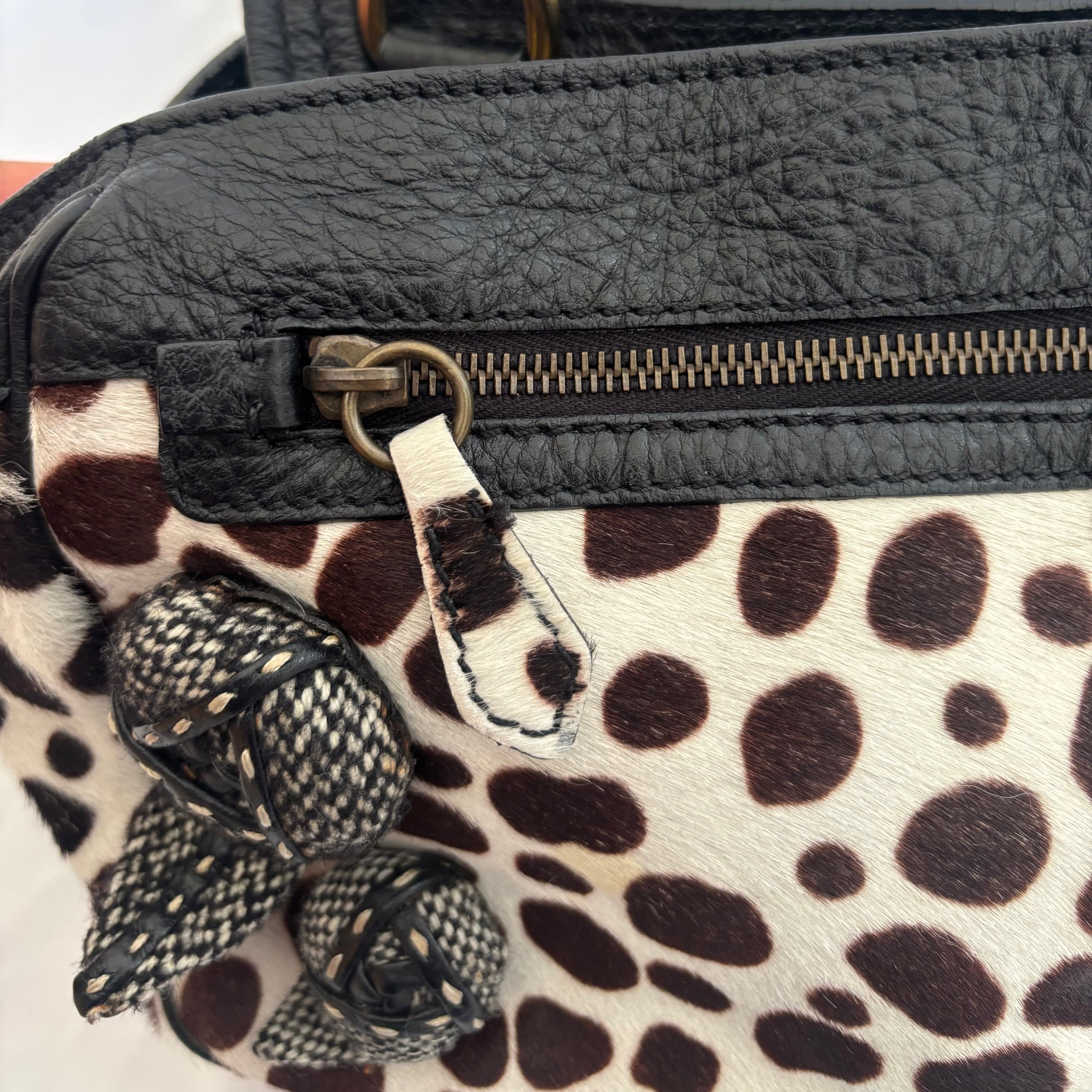 Prada Dalmatian Pony Hair Mini Top Handle Bag