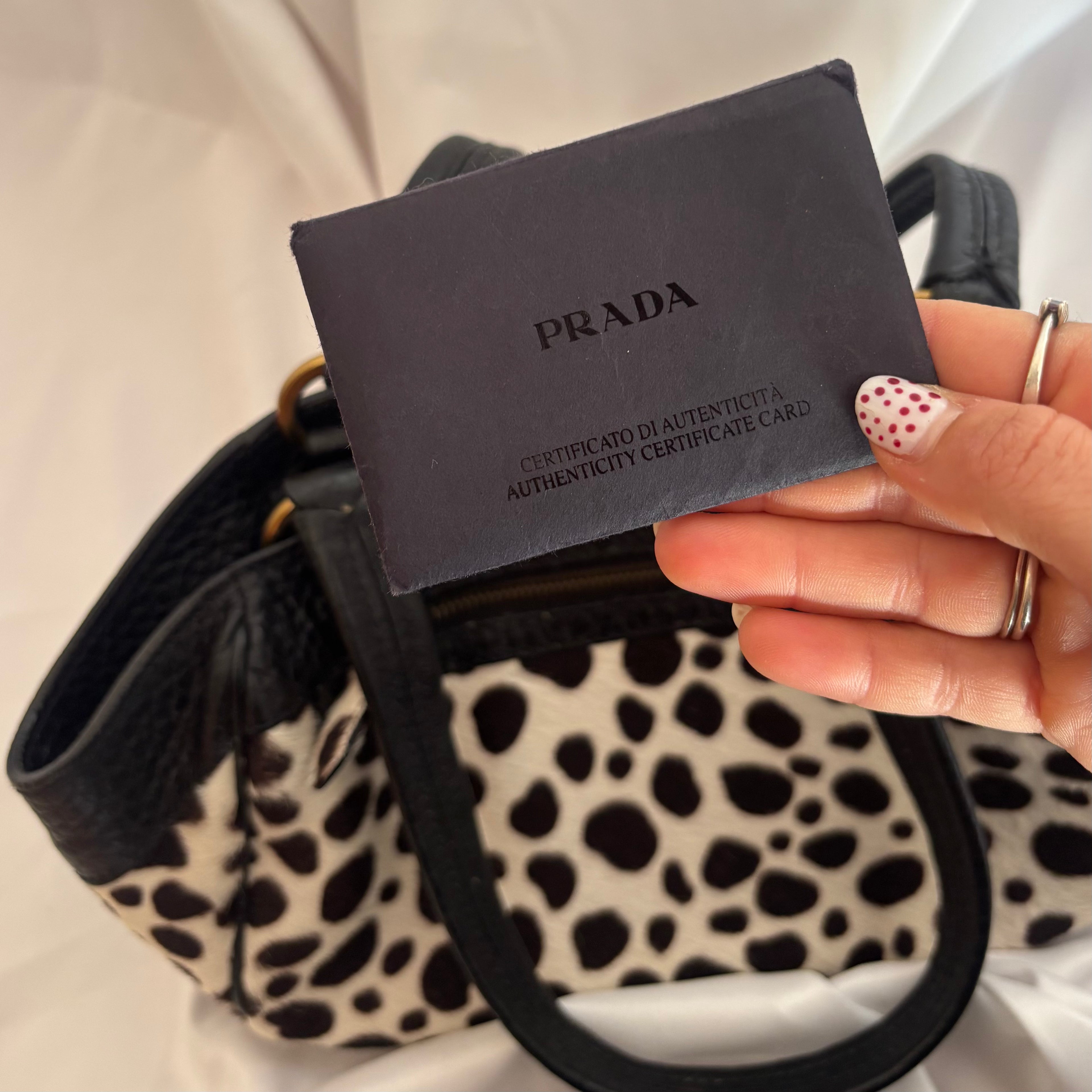 Prada Dalmatian Pony Hair Mini Top Handle Bag