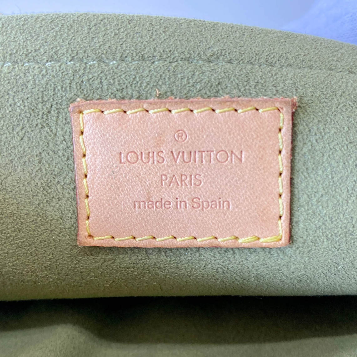 Monogram Denim Pleaty Shoulder Bag in Khaki