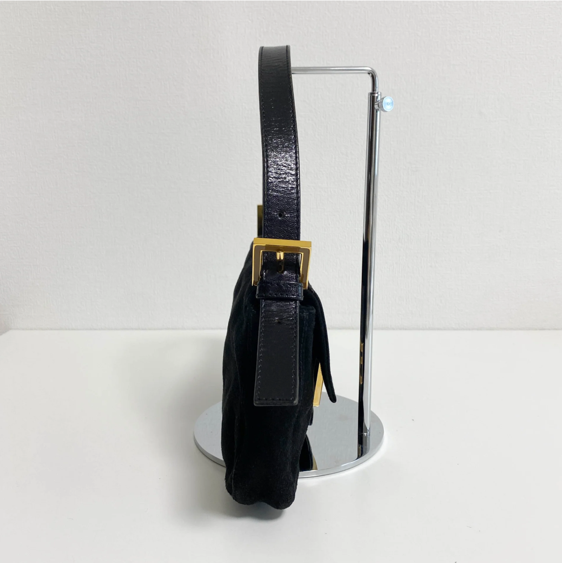 Black Suede Baguette