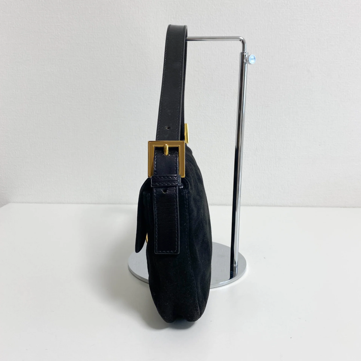 Black Suede Baguette