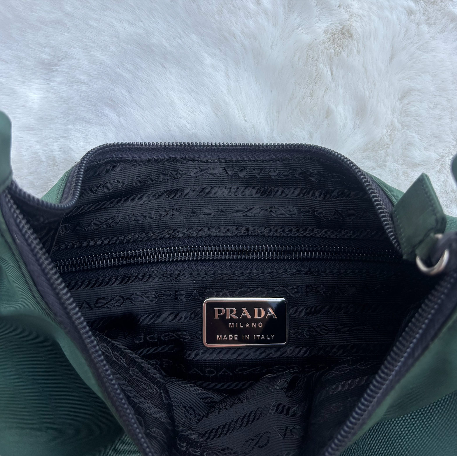Nylon Green Shoulder Bag
