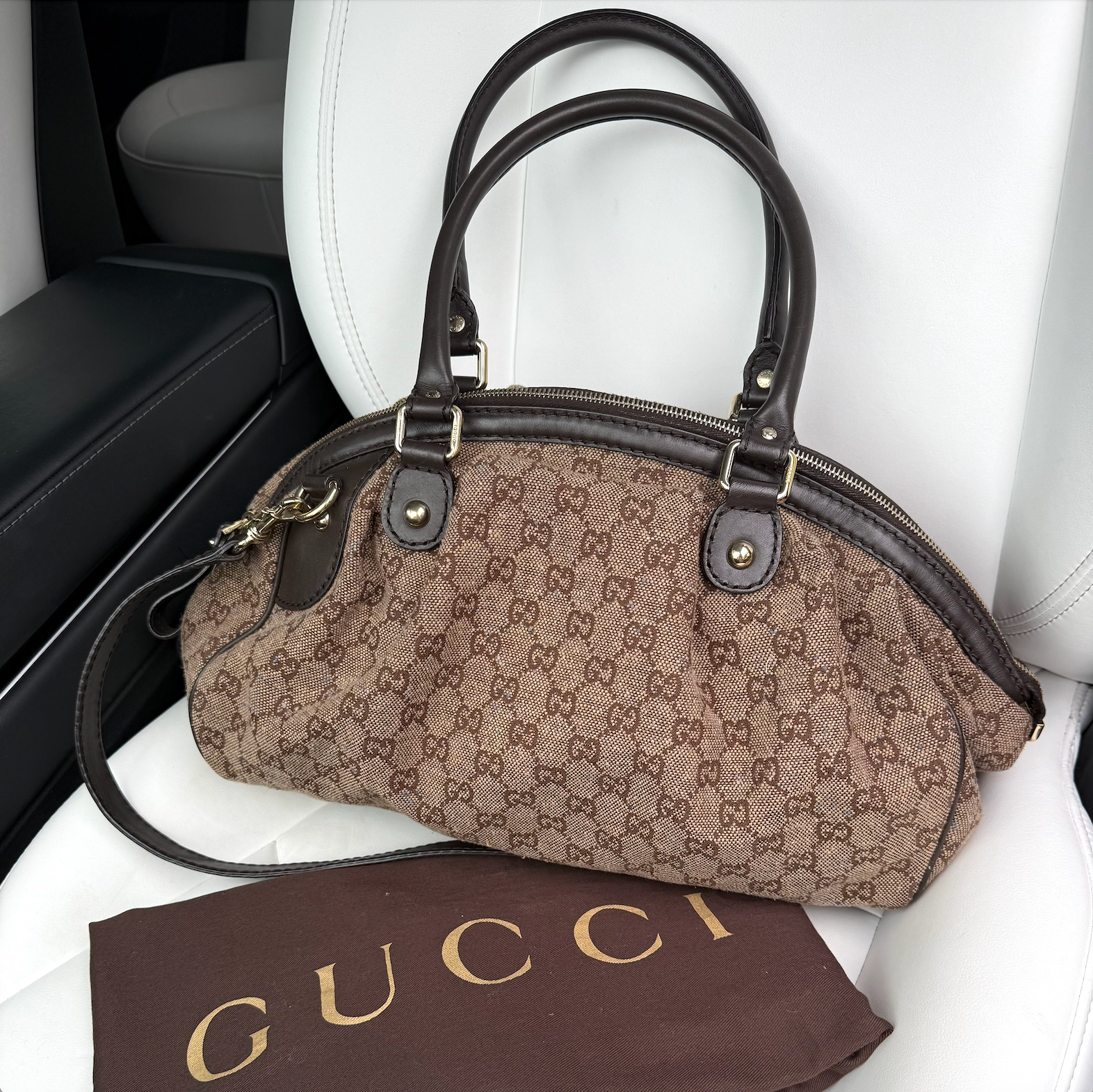 2010 Gucci Sukey GG Canvas Convertible Tote — Brown, 2-Way