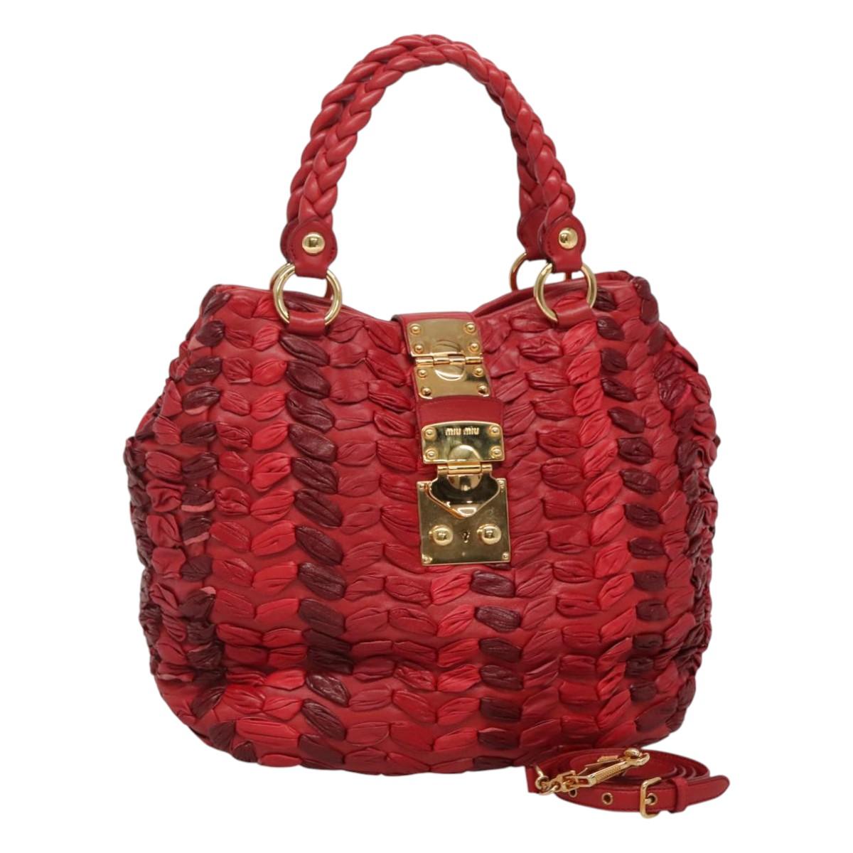 Red Hand Bag Leather 2way