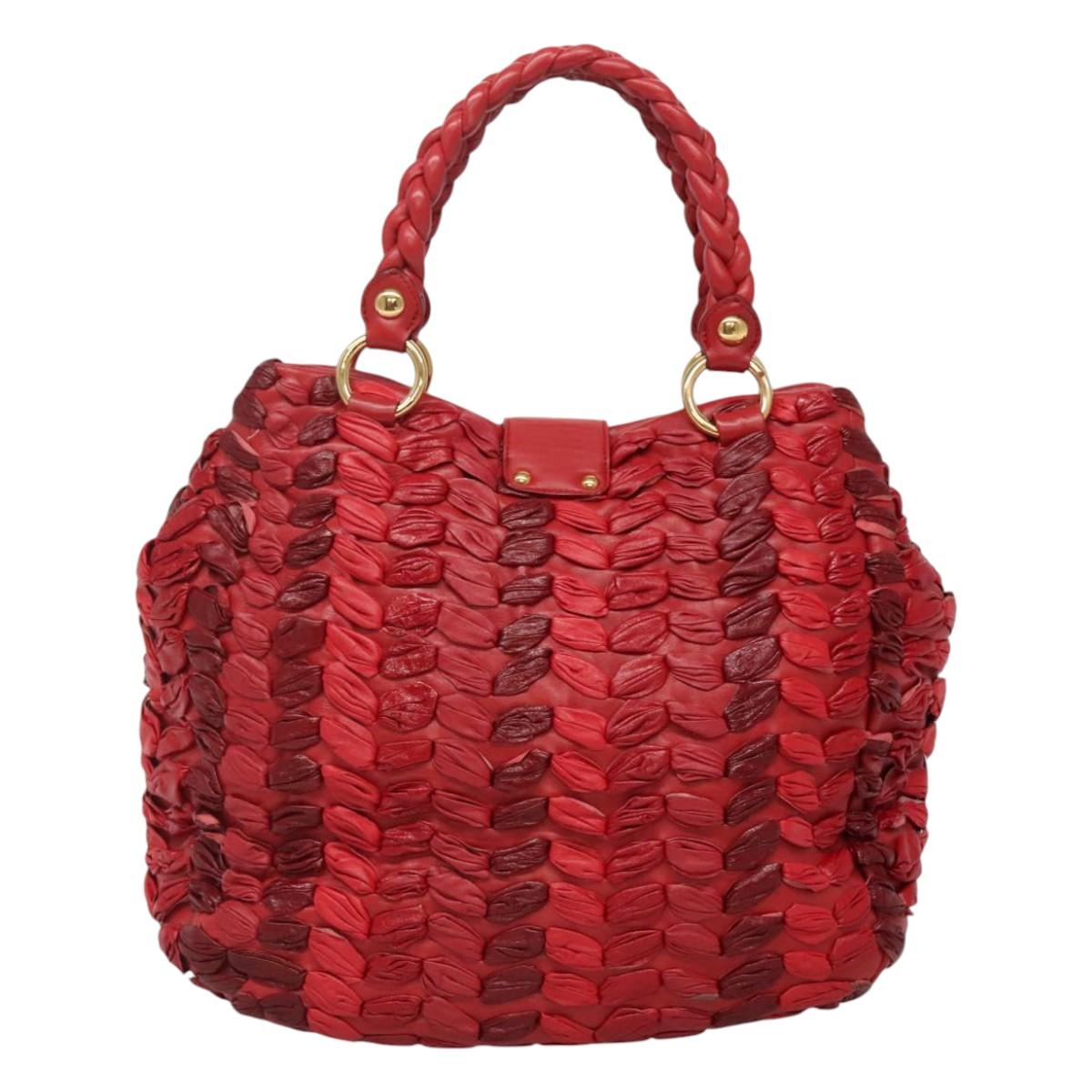 Red Hand Bag Leather 2way