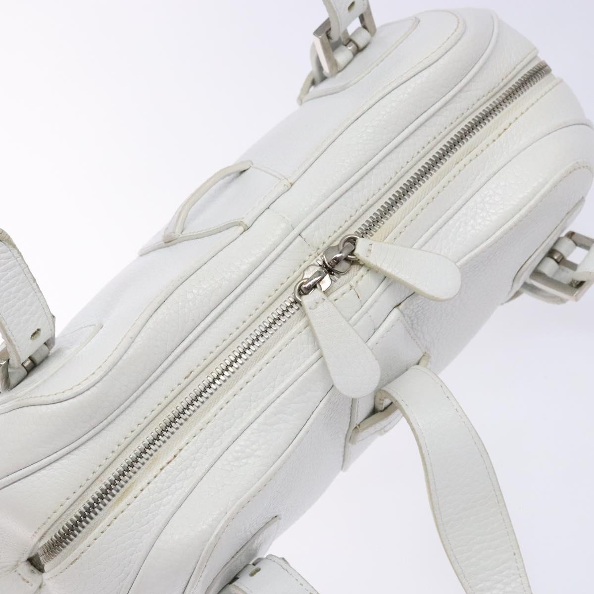 Sender Handbag in White Leather with Silver Hardware