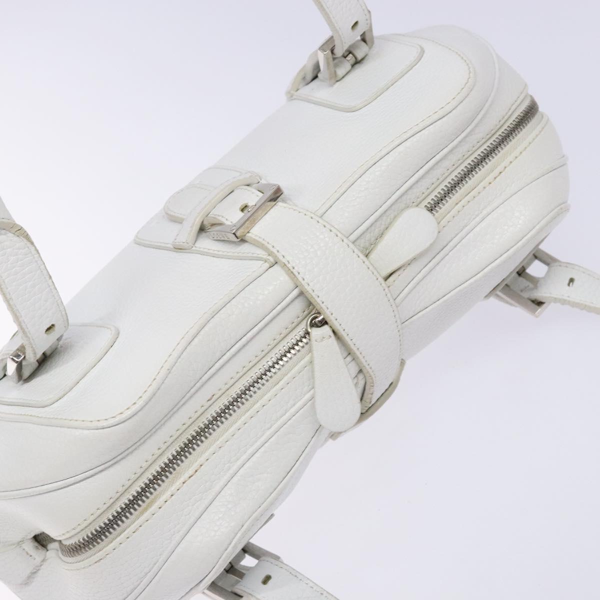 Sender Handbag in White Leather with Silver Hardware