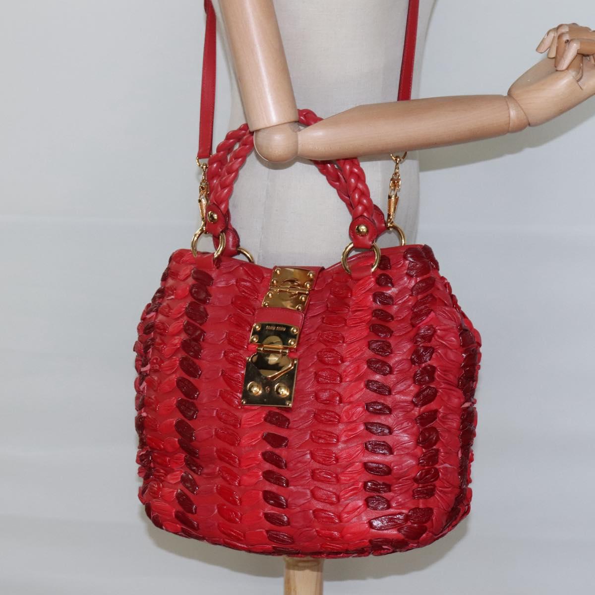 Red Hand Bag Leather 2way