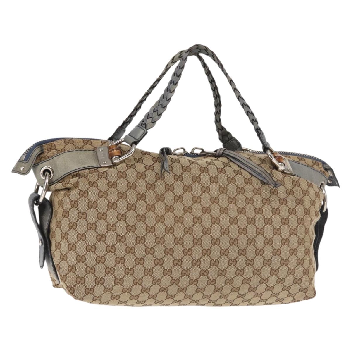 GG Monogram Canvas Shoulder Bag — Beige, Bamboo Hardware, Braided Leather Straps