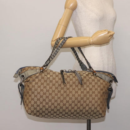 GG Monogram Canvas Shoulder Bag — Beige, Bamboo Hardware, Braided Leather Straps