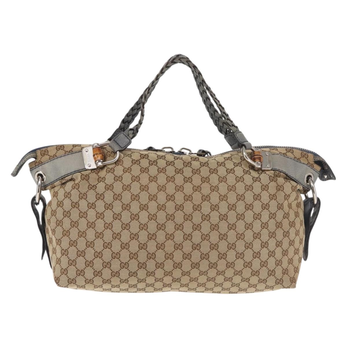 GG Monogram Canvas Shoulder Bag — Beige, Bamboo Hardware, Braided Leather Straps