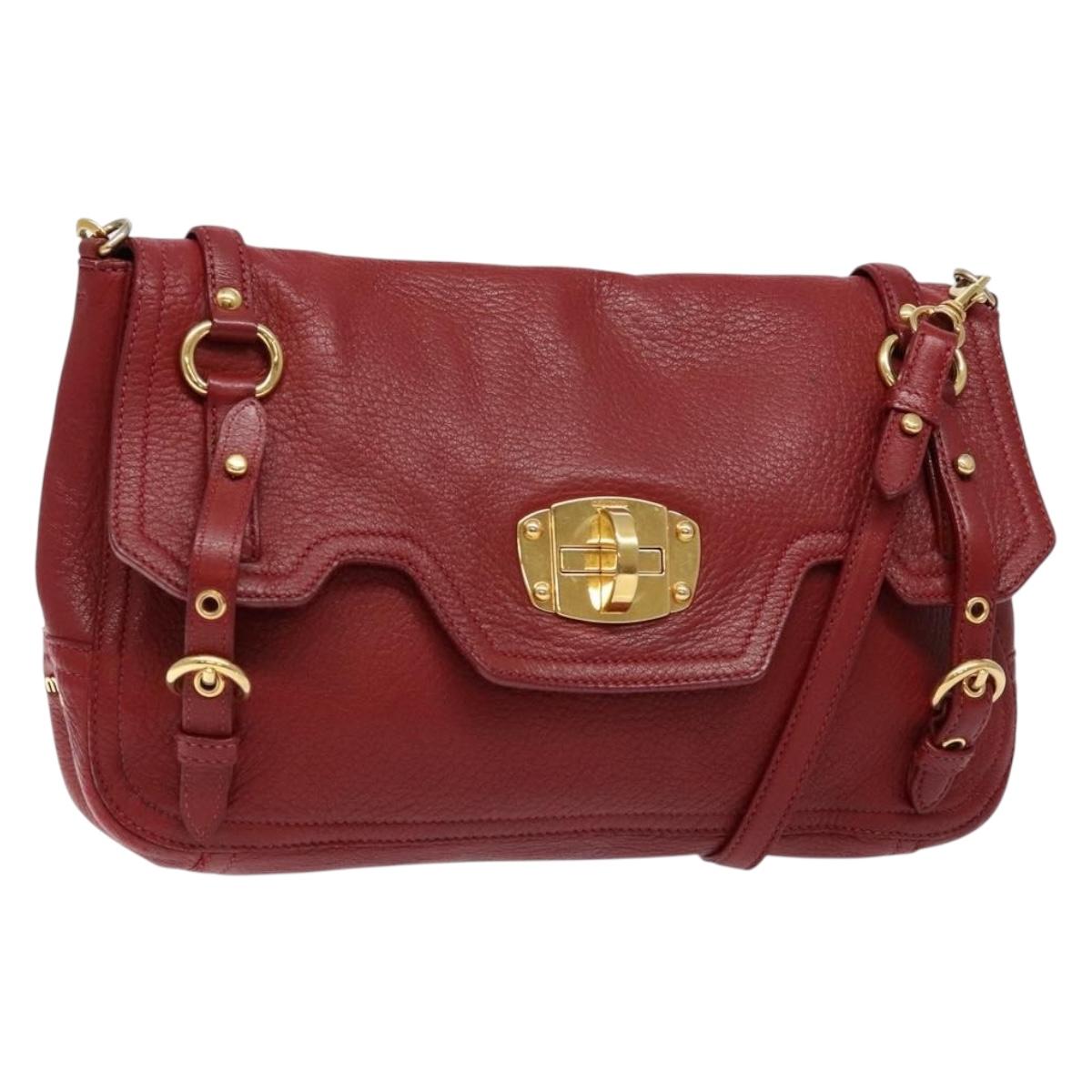 2001 Miu Miu Vitello Lux Structured Shoulder Bag — Cherry Red, Gold Hardware