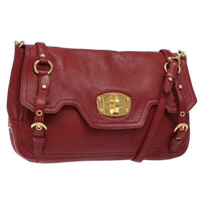 2001 Miu Miu Vitello Lux Structured Shoulder Bag — Cherry Red, Gold Hardware